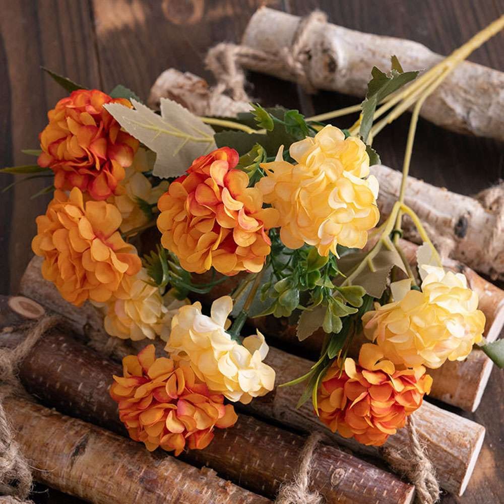 10 Heads Artificial Hydrangea Flowers Silk Bouquet Party Wedding Halloween Decor