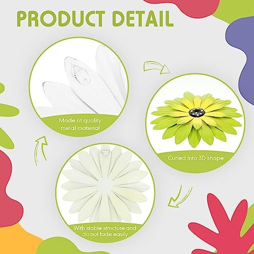 9 Pcs Metal Flower Wall Art Hanging 3D Daisy Decor Metal 8 Inch Bright Color