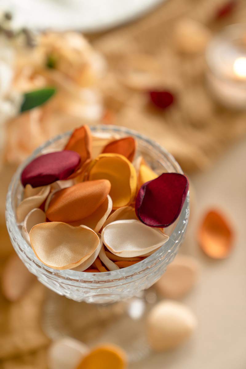 200 Silk Rose Petals, Artificial Wedding Scatter for Events, Orange