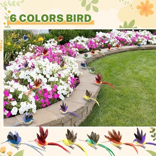24 Artificial Hummingbirds – 3.9″ Foam Feather Clip-On Decor for Crafts & Weddin