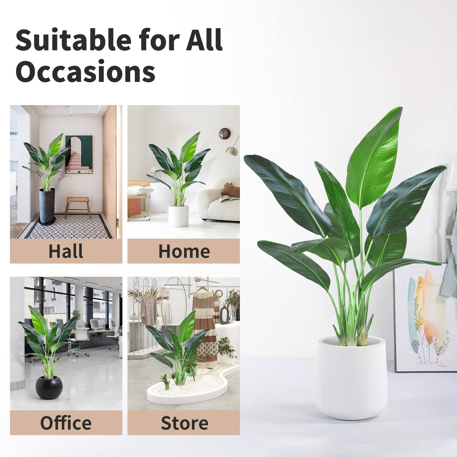 2Packs 4FT Artificial Bird of Paradise Plant,Faux Palm Tree Potted Plant with…