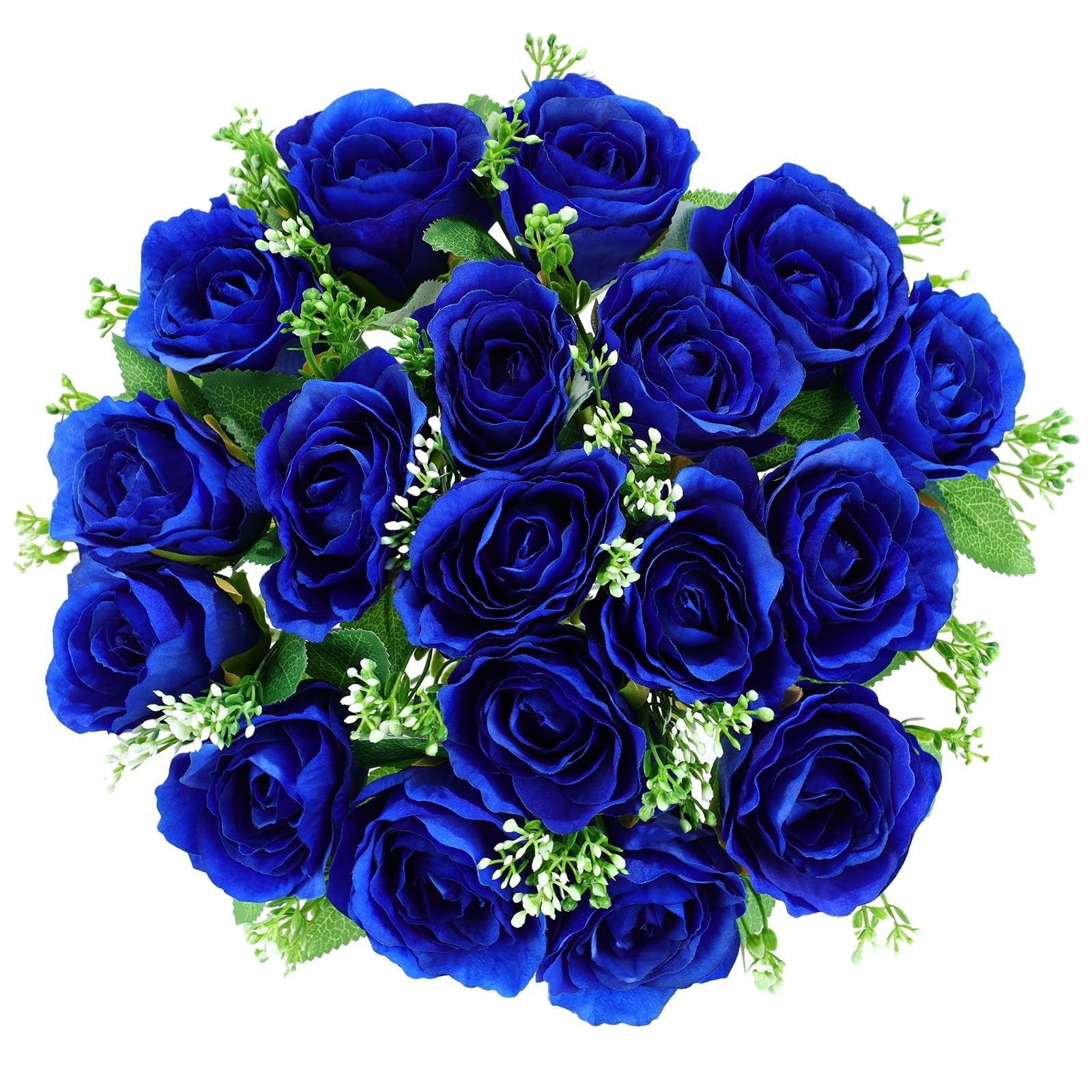 CUQRY Cemetery Decorations for Grave-18 Blue Silk Memorial Artificial Rose Fl…