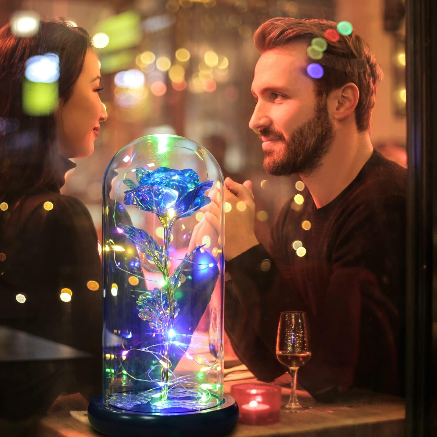 Beauty and Beast Rose,Galaxy Flower Rose Gift for Girlfriend，Glass Flower Roses，