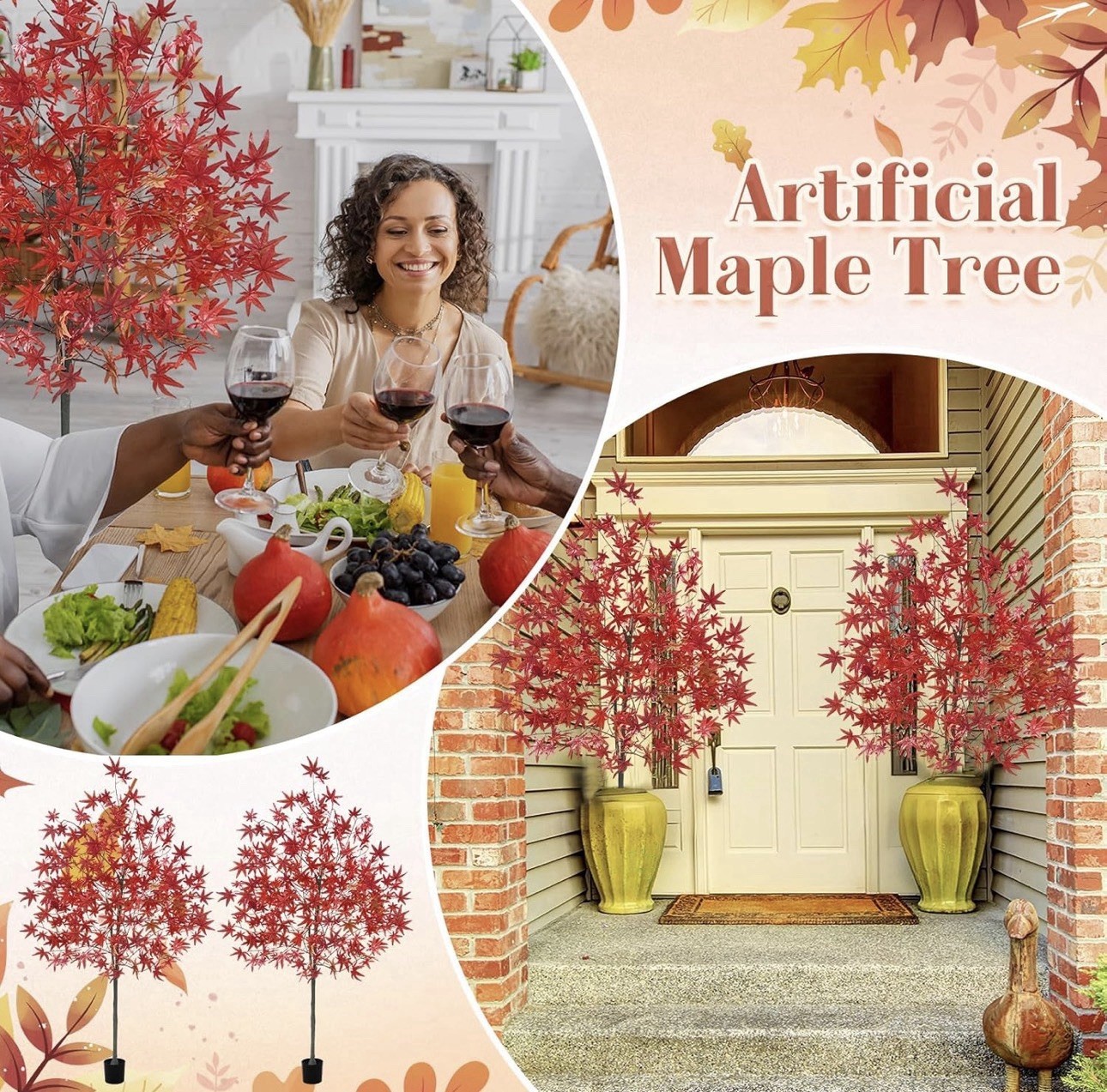 6.6ft Faux Maple Fall Tree Fall Decorations for Home, Artificial