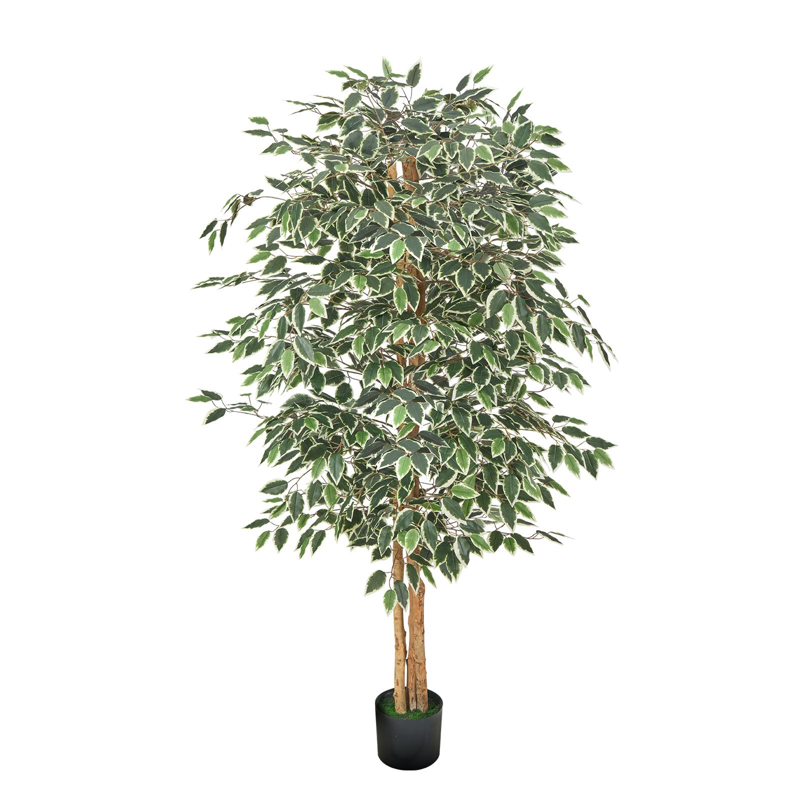 Uimoso 6FT Tall Artificial Ficus Tree with Black Pot for Indoor Decoration