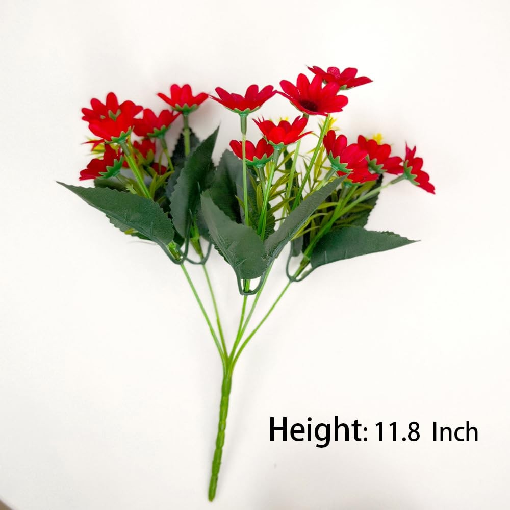 Real Touch Artificial Daisy Flowers Fake Bouquet Party Wedding Decor Red 5 Pcs
