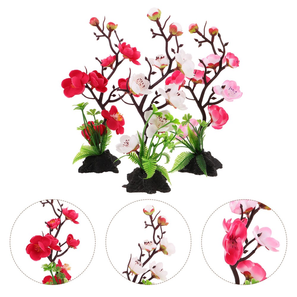 3 Pcs Japanese Decorative Ornaments Fake Flower Dish Artificial Decors