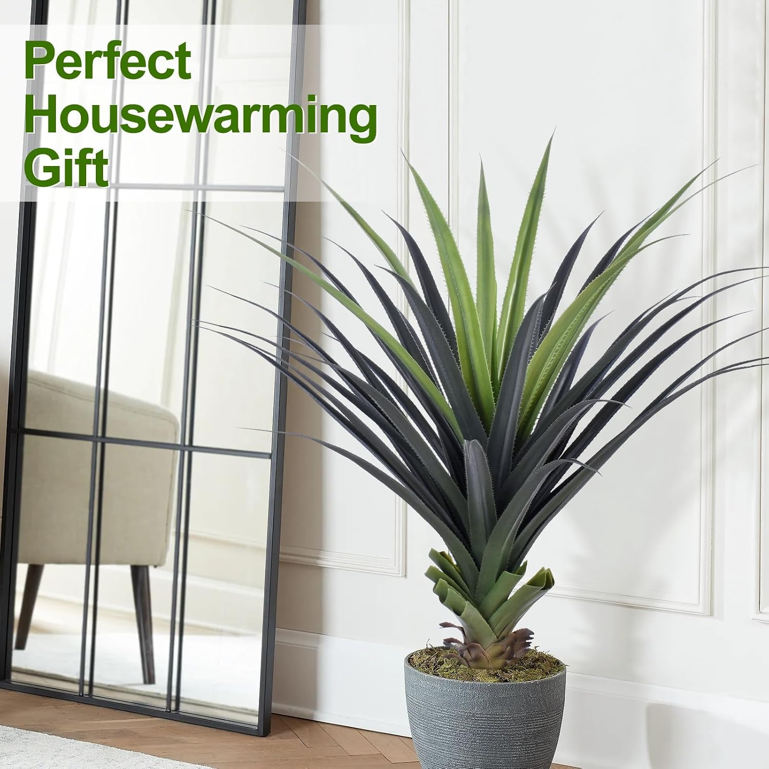 4Ft Artificial Spiked Agave Plant, 48Inch Faux Agave Plants Indoor Realistic Flo