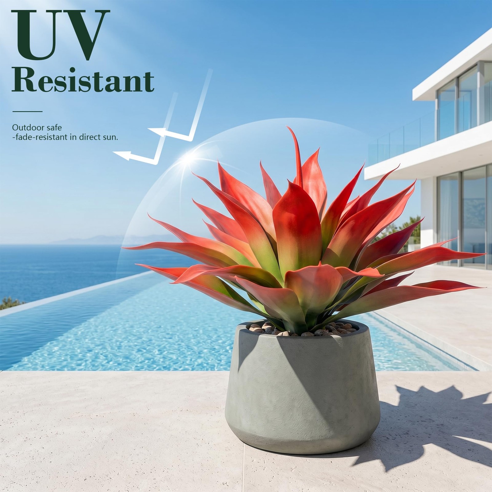 Artificial Agave Plants,Large UV Resistant Fake Agave Planters for Indoor and…