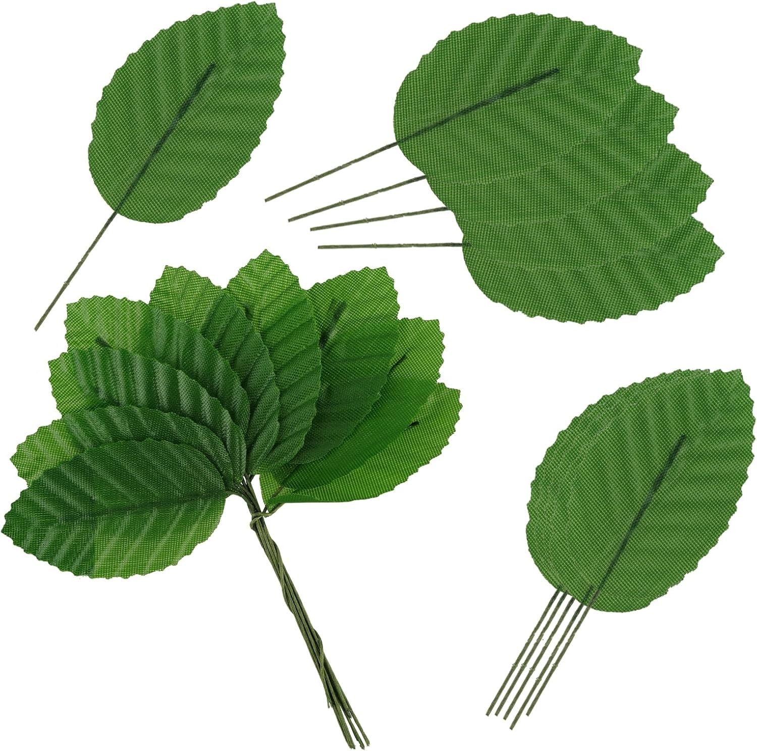 10Pcs Artificial Leaves for DIY Crafts, Faux Silk Greenery with Bendable Stem…