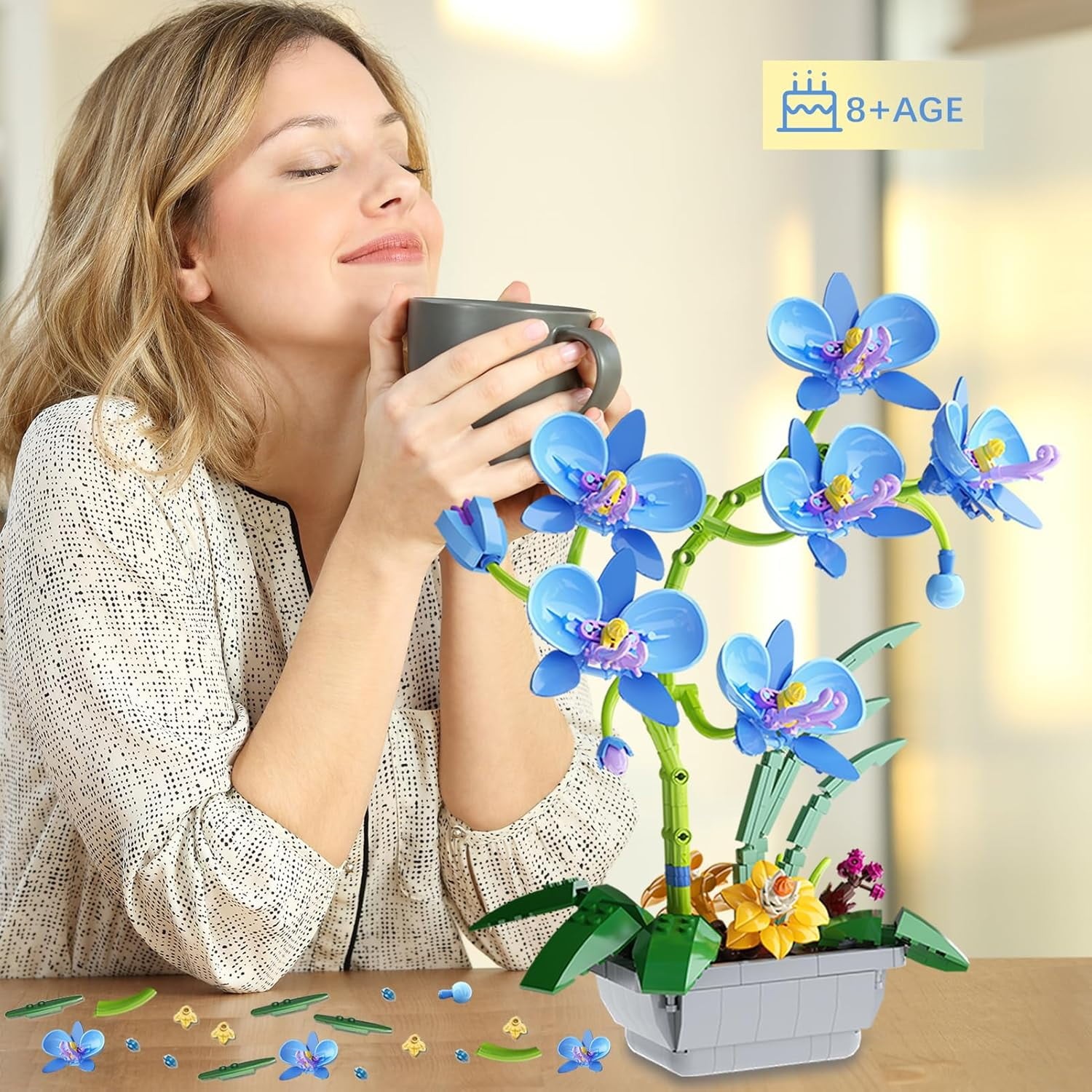 Orchid Flowers Bouquet Building Set for Adults -Botanicals Collection Artificial
