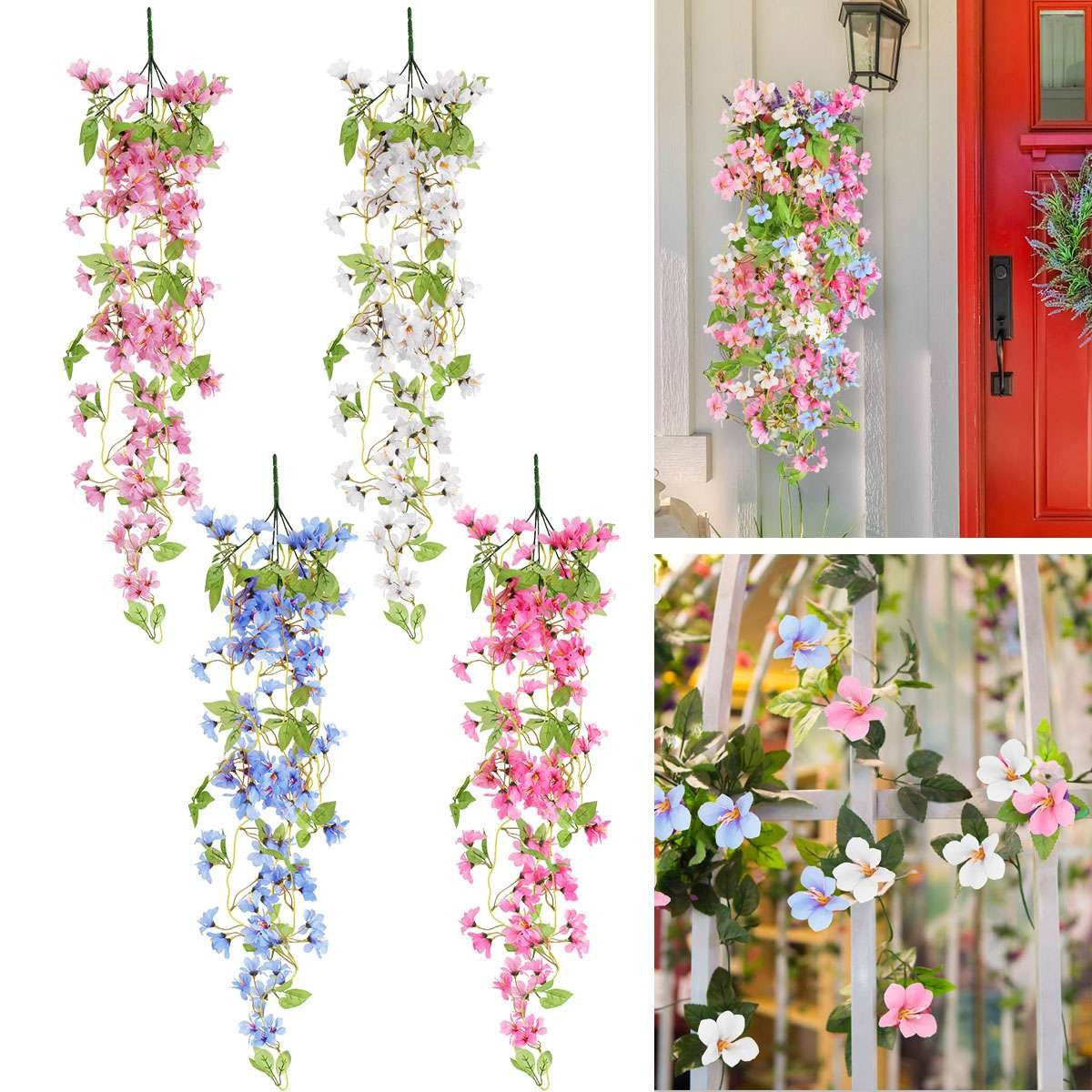 Artificial Fake Flowers Vine Garland Hanging Plants Home Wedding Xmas Wall Decor