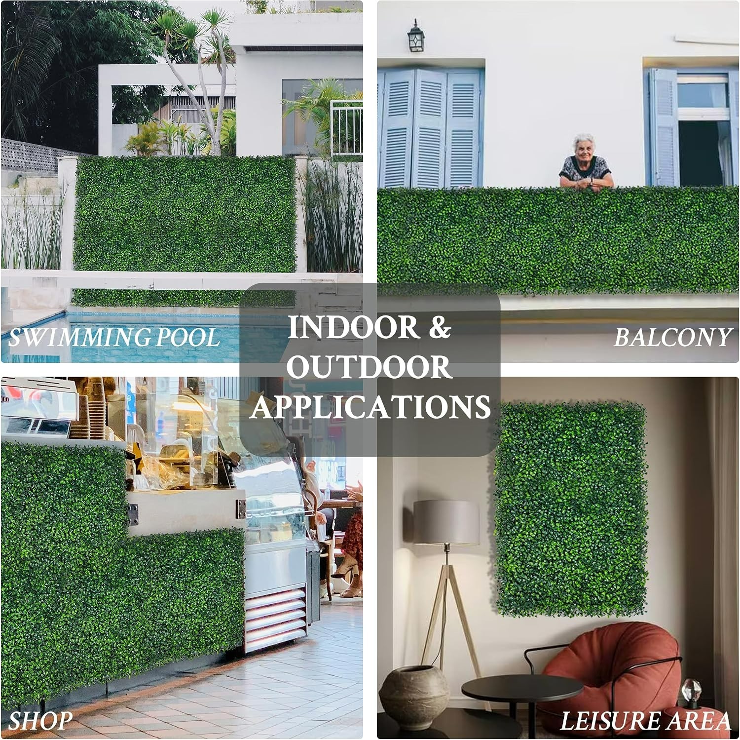 UV-Resistant 10×10 Faux Boxwood Panel (12 P) for Elegant Indoor Outdoor Privacy