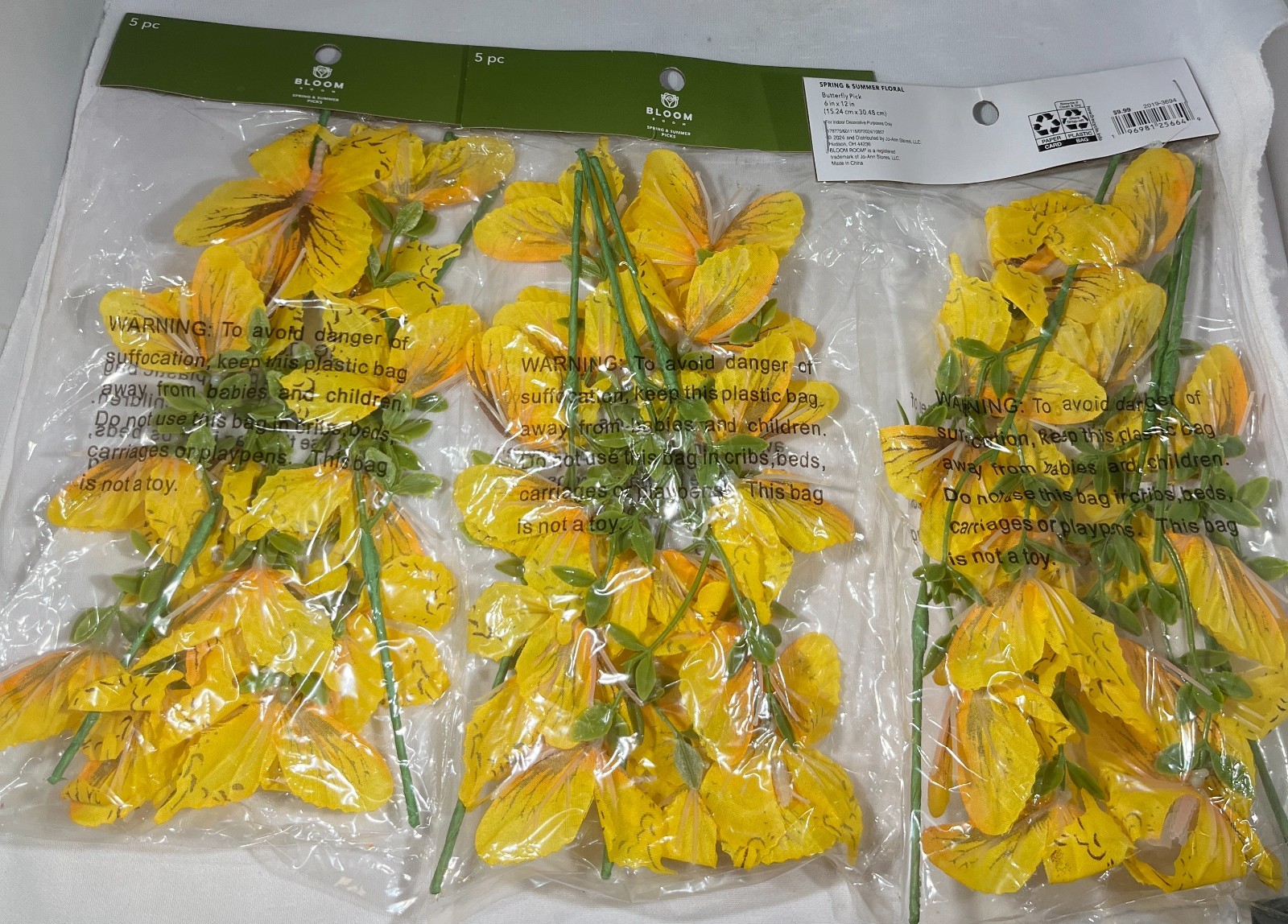 (3 PACK) Bloom Room Artificial Flowers, Butterfly Pick, 6″x12″, 5 pc.