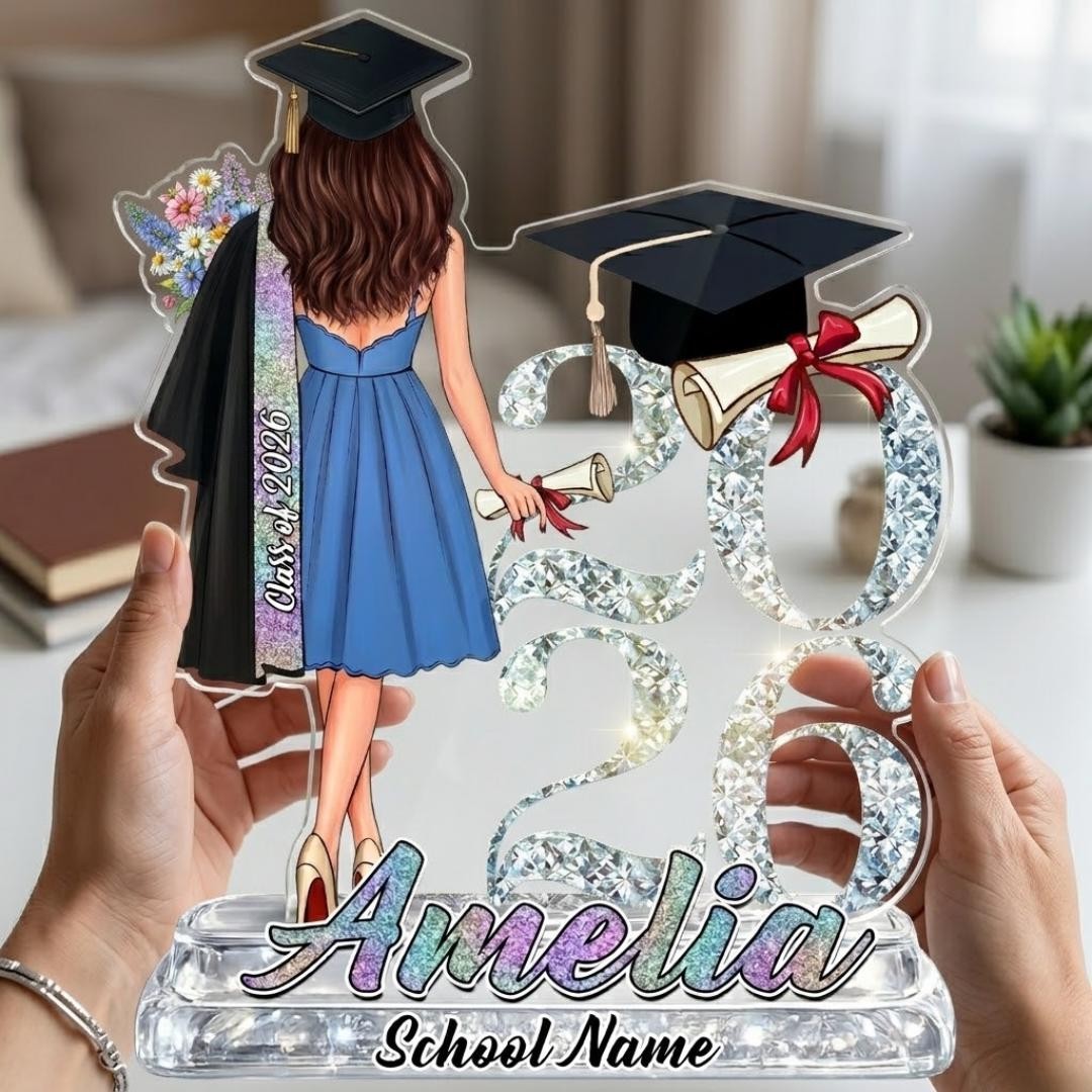 Personalized Graduation Gift 2026 Girl Acrylic Plaque, Custom Name Senior Class
