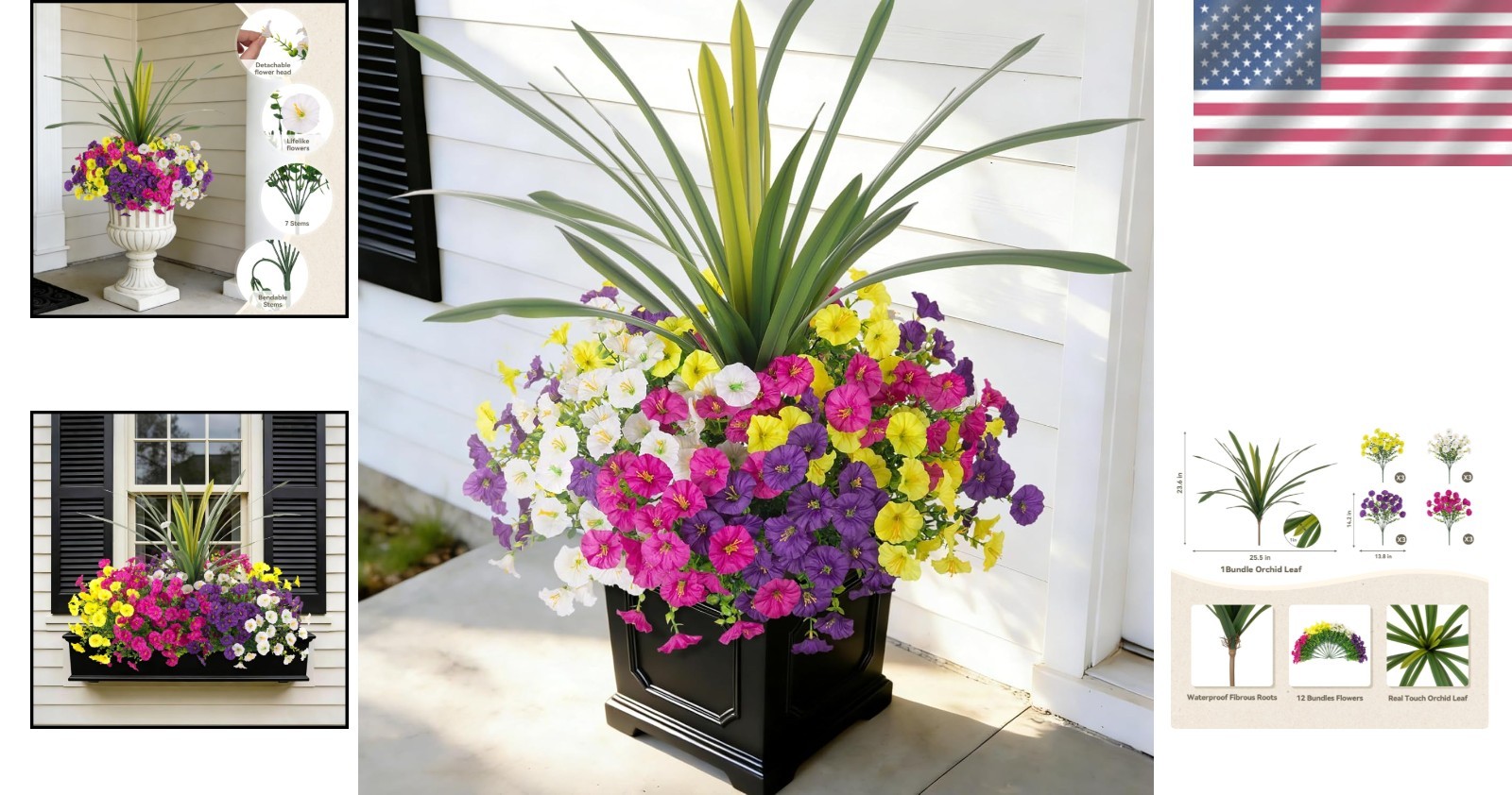 Vibrant Faux Flowers Bundle: 12 Silk Morning Glories with Eucalyptus for Patios