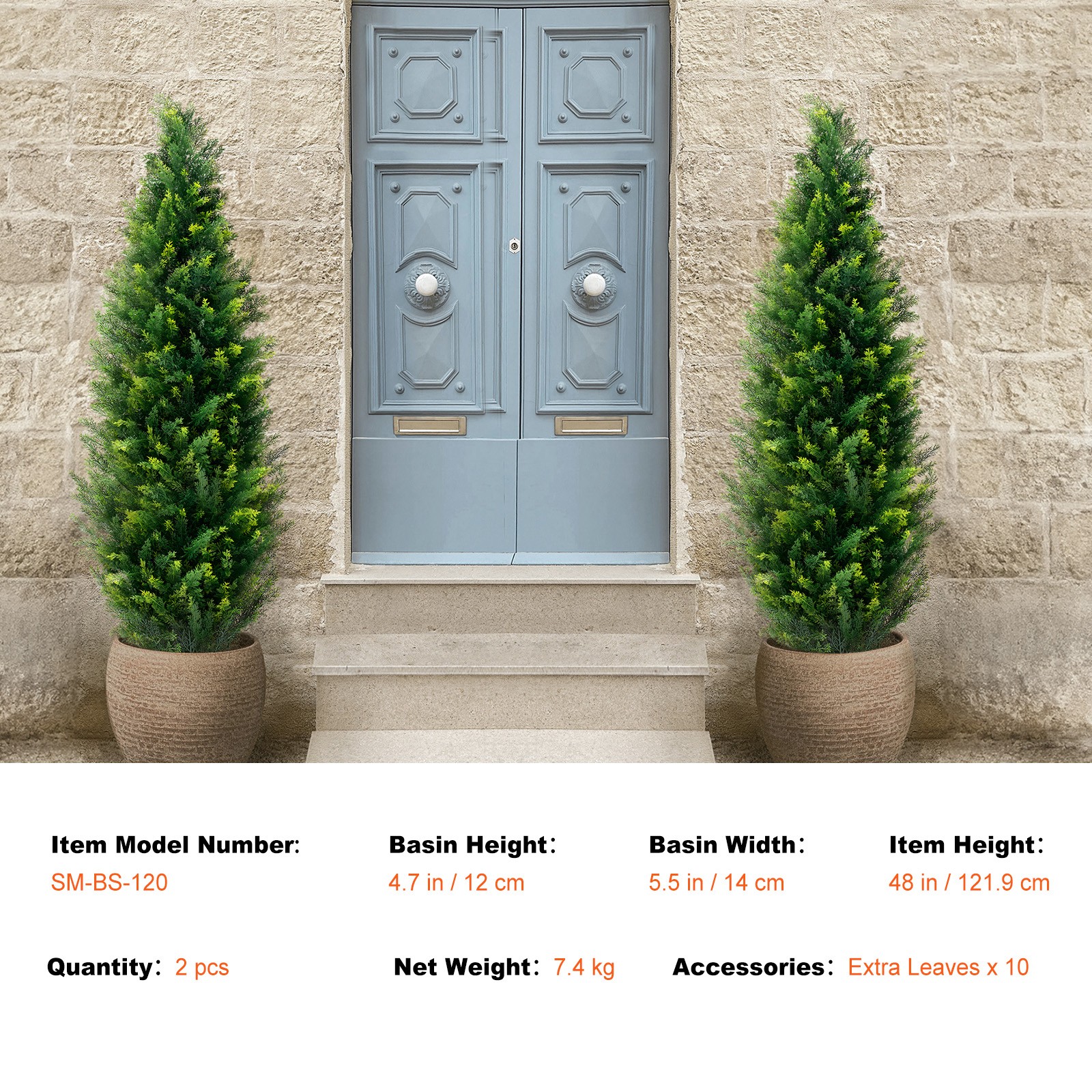 Uimoso Set of 2 Artificial 4′ Cedar Trees for Indoor and Outdoor Decoration