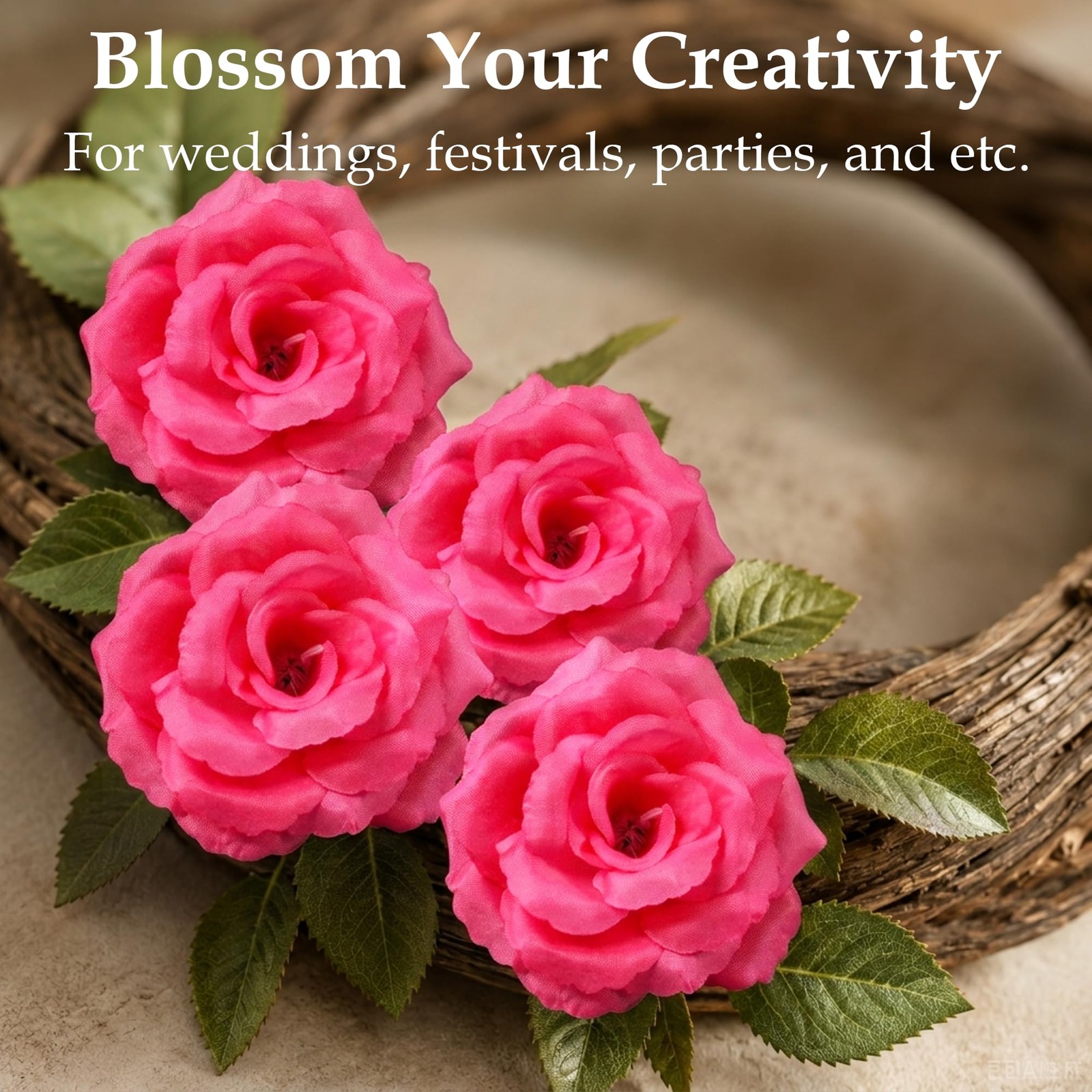 Rose Artificial Flowers, 50Pcs White Roses Head Flowers Bulk with Stem, 3 Inc…