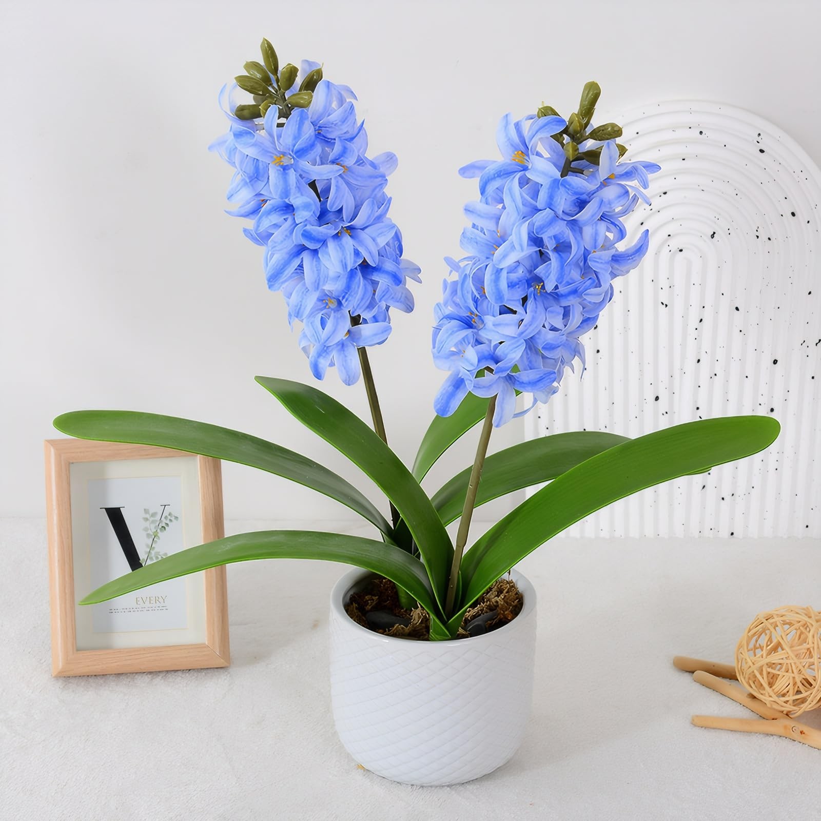 2pcs Artificial Hyacinth Hydrangea Flowers 16″ Real Touch Blue Fake Hyacinth …