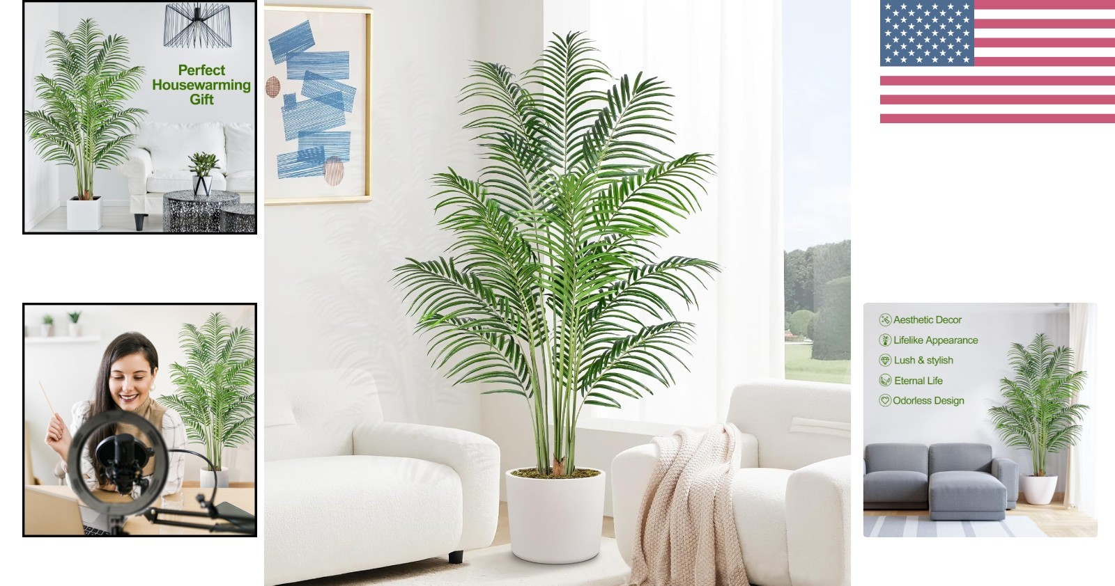6ft Tall Artificial Palm Tree with 18 Leaves & Real Bark – Indoor/Outdoor Decor