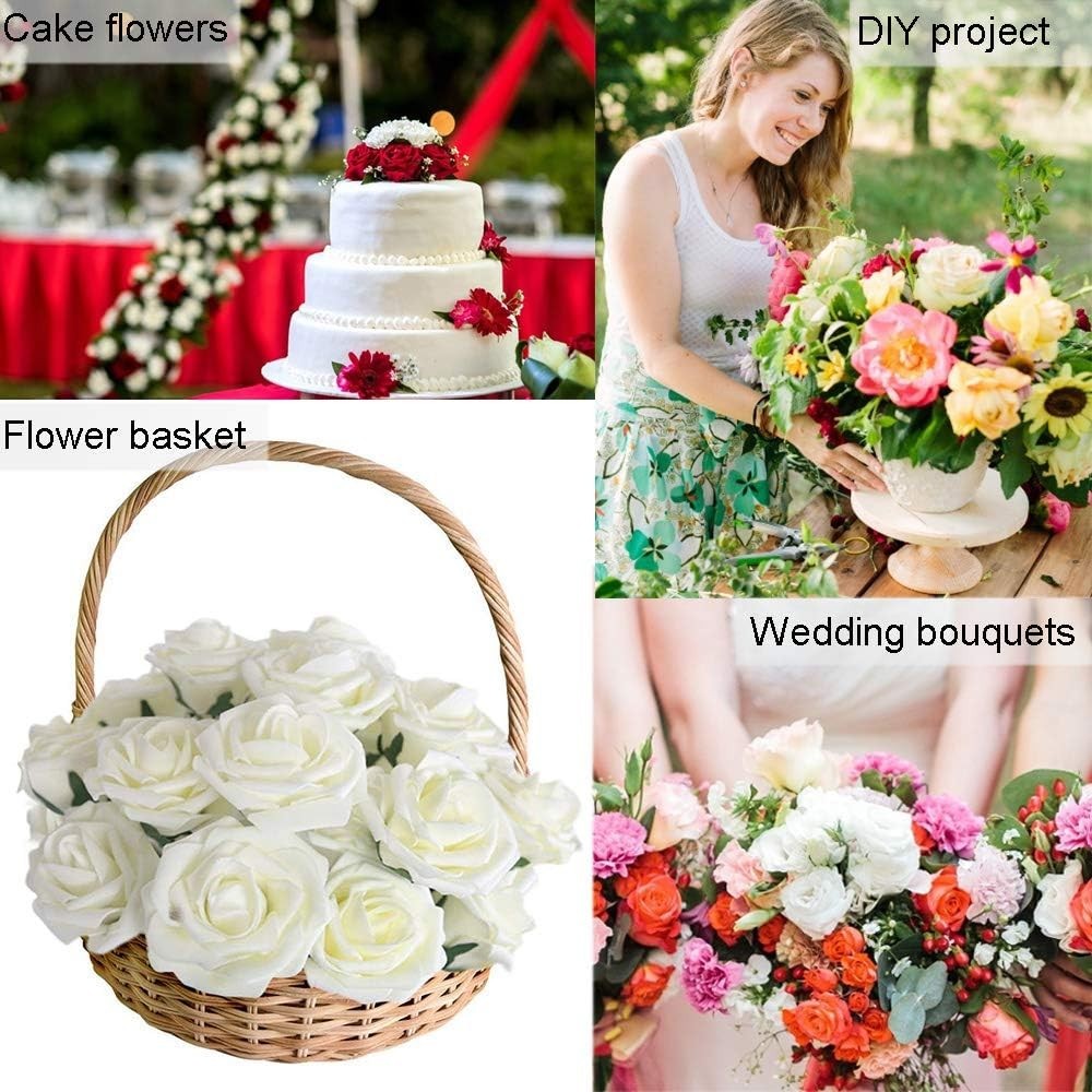 25pcs Realistic Pink Foam Roses – Eco-Friendly Artificial Flowers for Weddings