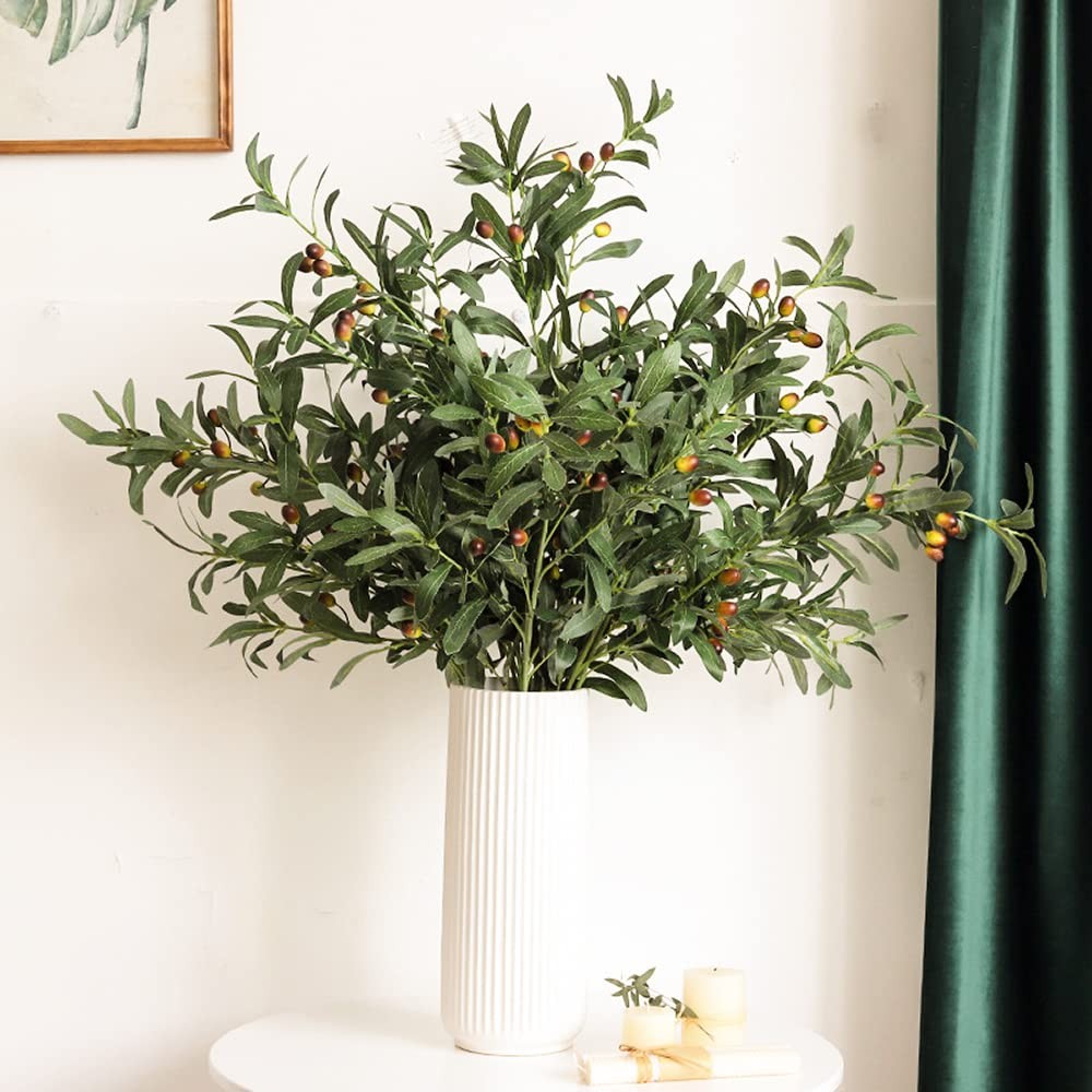 Artificial Olive Branch Stems 30in Farmhouse Decor Vase Filler Greenery 3pc