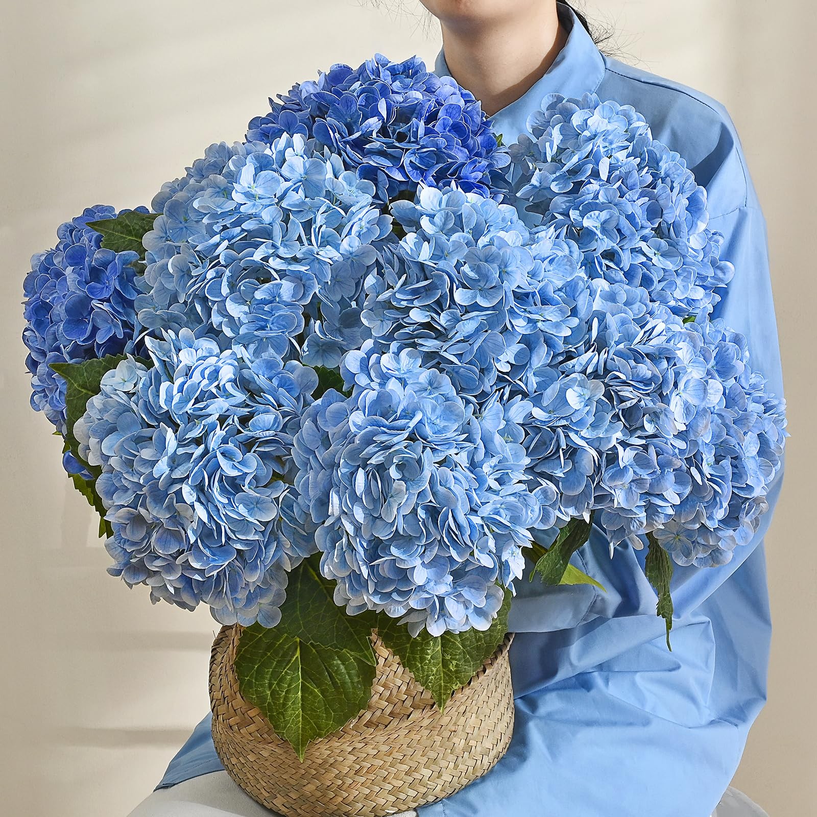 3Pcs 21in Hydrangea Artificial Flowers, Latex Real Touch Hydrangeas Lifelike …