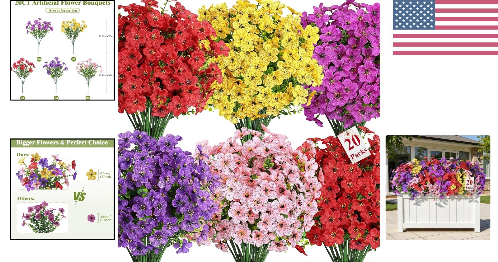 20 Bundles UV Resistant Faux Flowers – Vibrant Eucalyptus for Indoor/Outdoor …