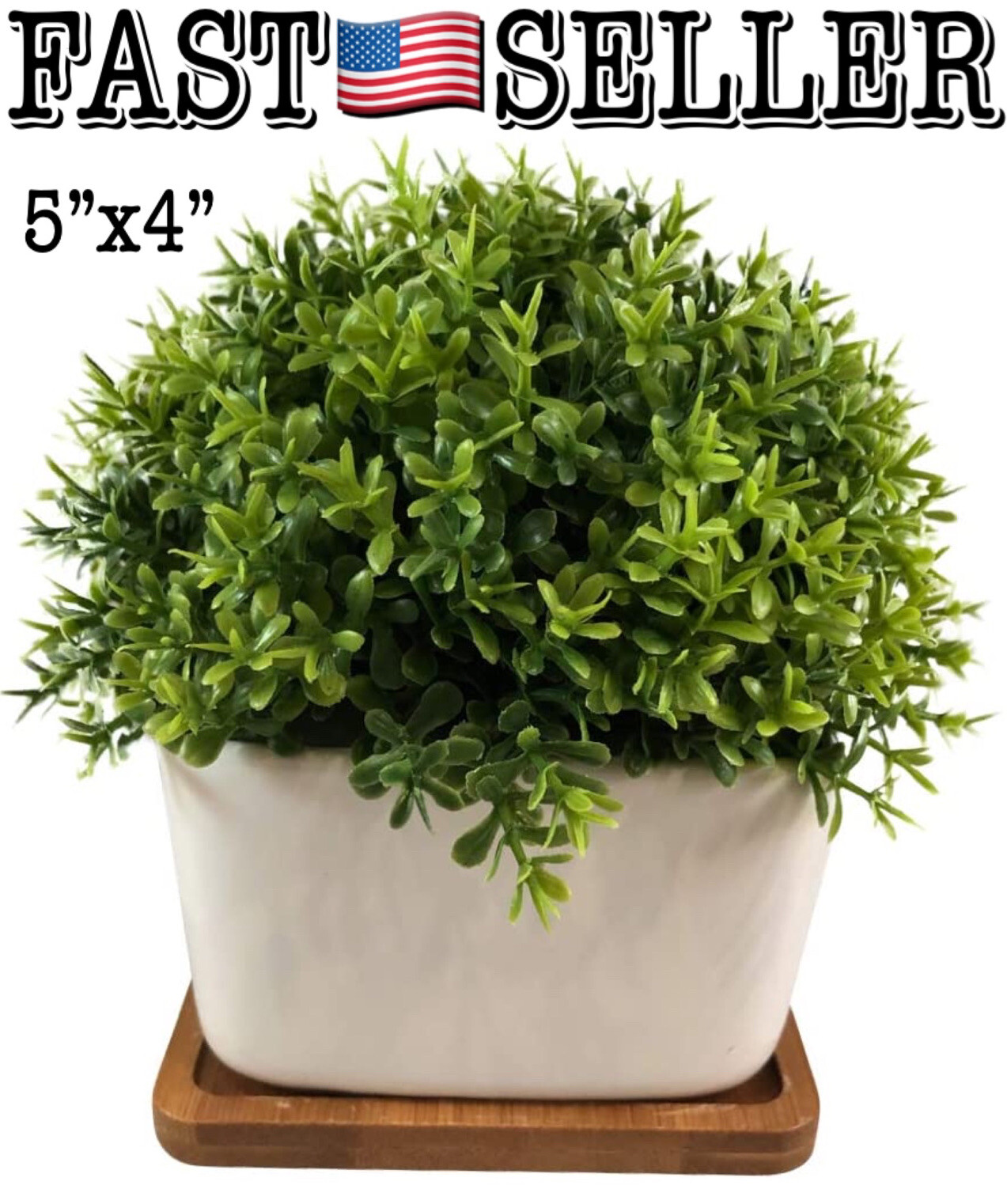 Peach Tree Farm Small Fake Plant Artificial Faux Greenery Clover with Tray