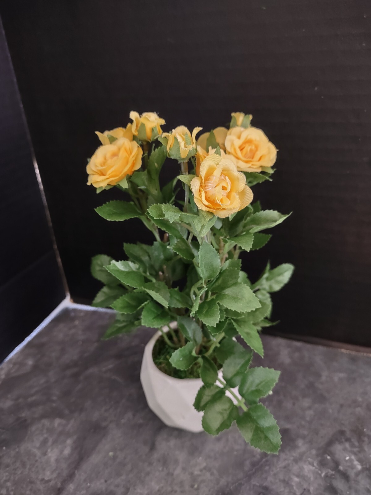 8″ Mini artificial rose bush YELLOW