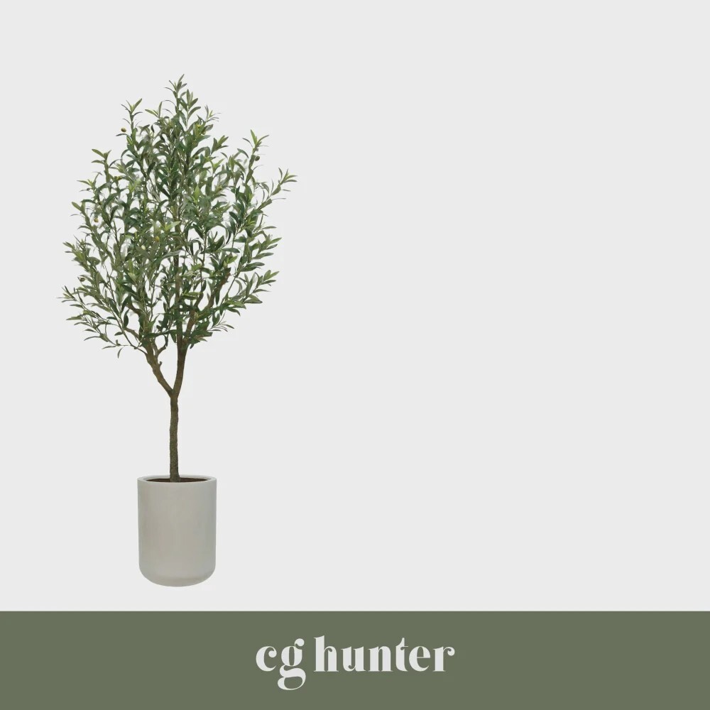 CG Hunter Artificial Olive 7′ Tree with Artisan Mediterranean Planter