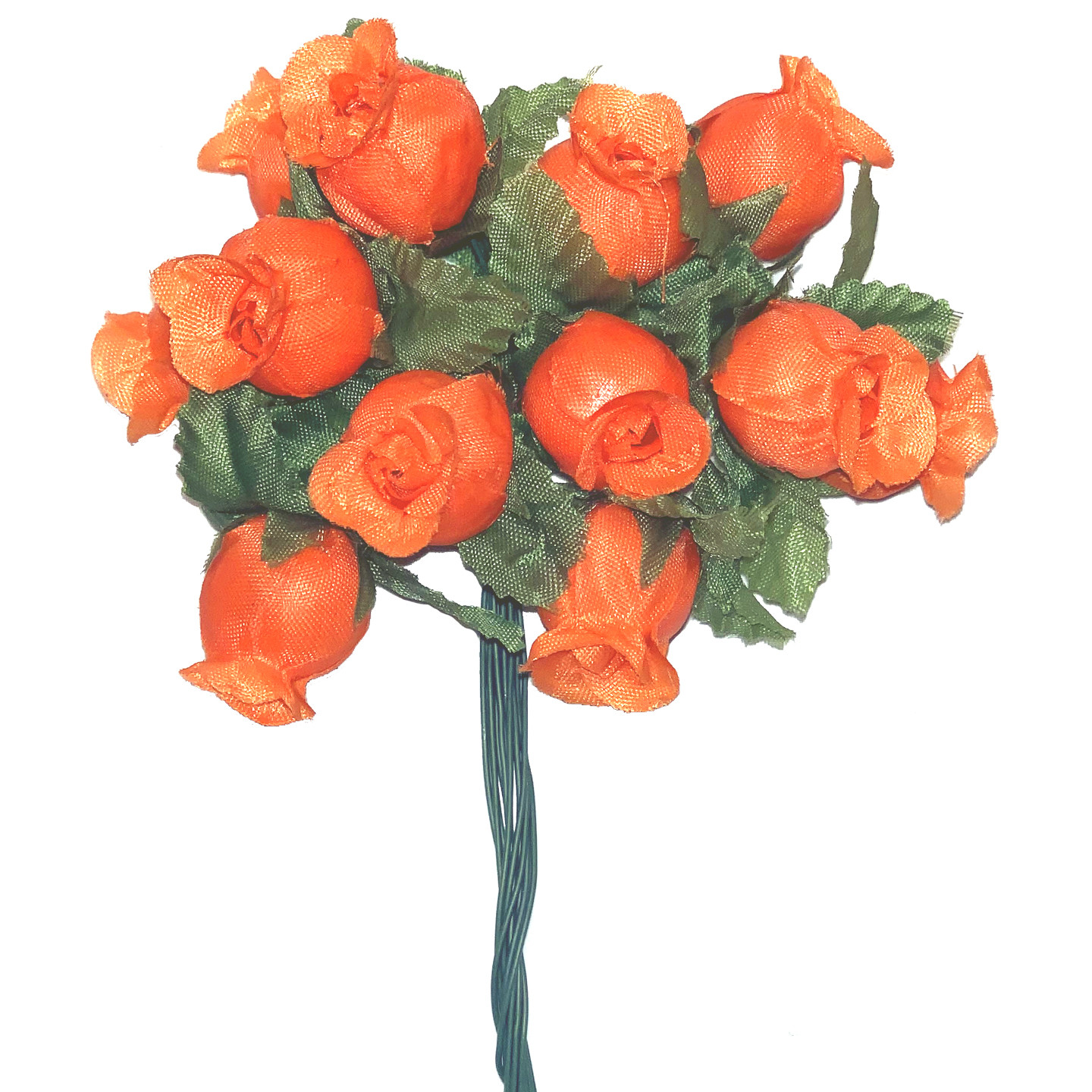 Orange Artificial Silk Flower Roses – 12 Mini Bouquets of 12 Rosebuds, 144 Total