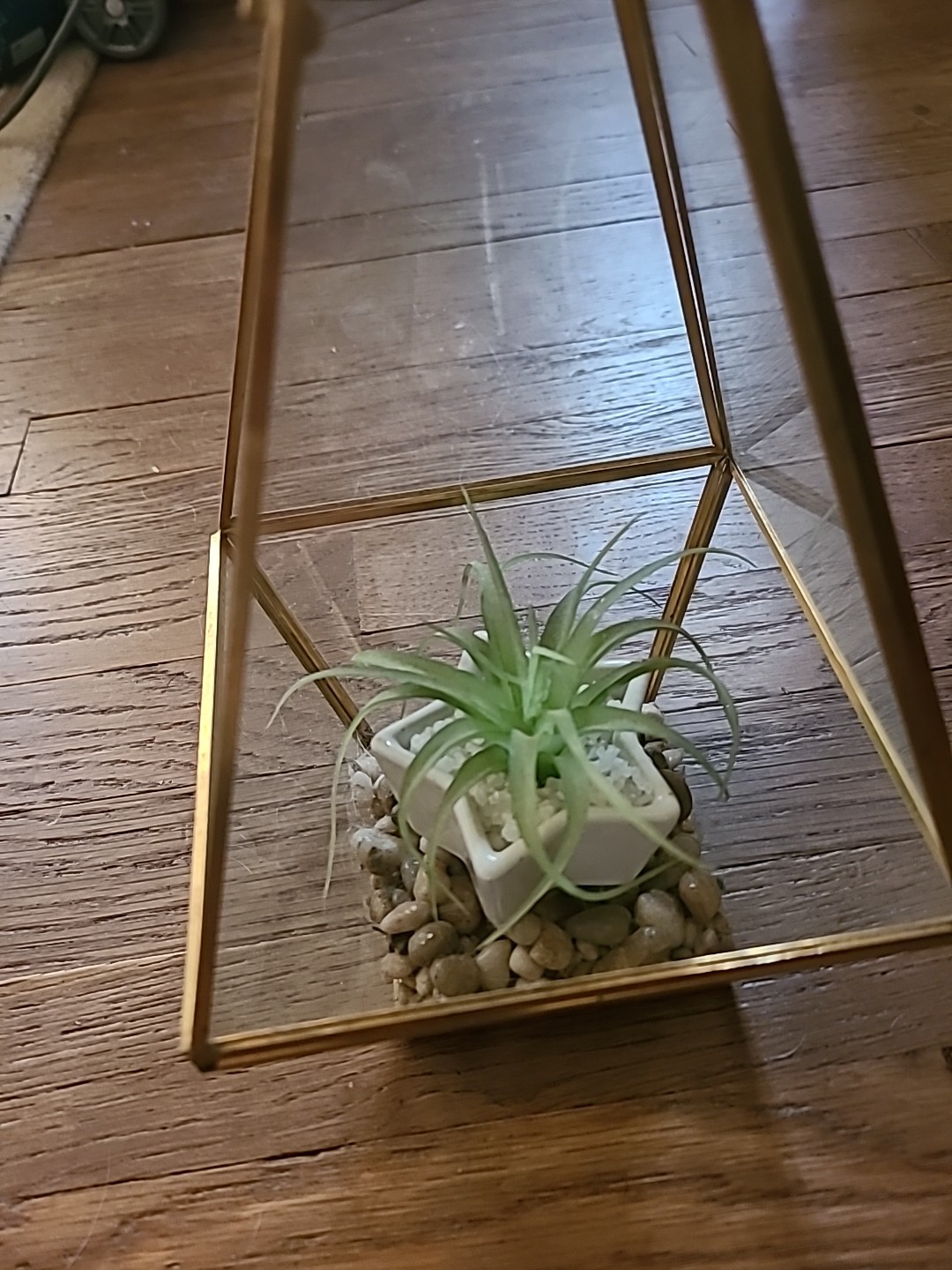 Pyramid Glass Geometric Terrarium Box Hanging Planter Artificial Suculents