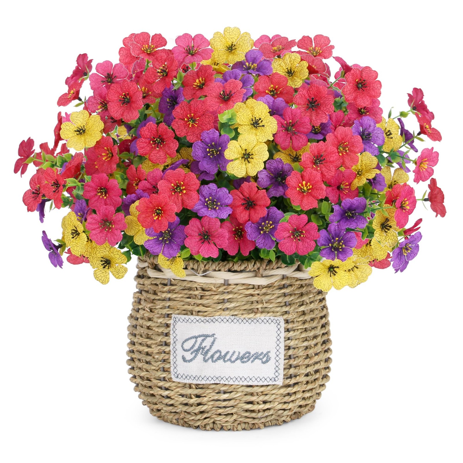 Colorful Artificial Flowers for Outdoors Fake Plastic Flowers 14 Bundles Faux…