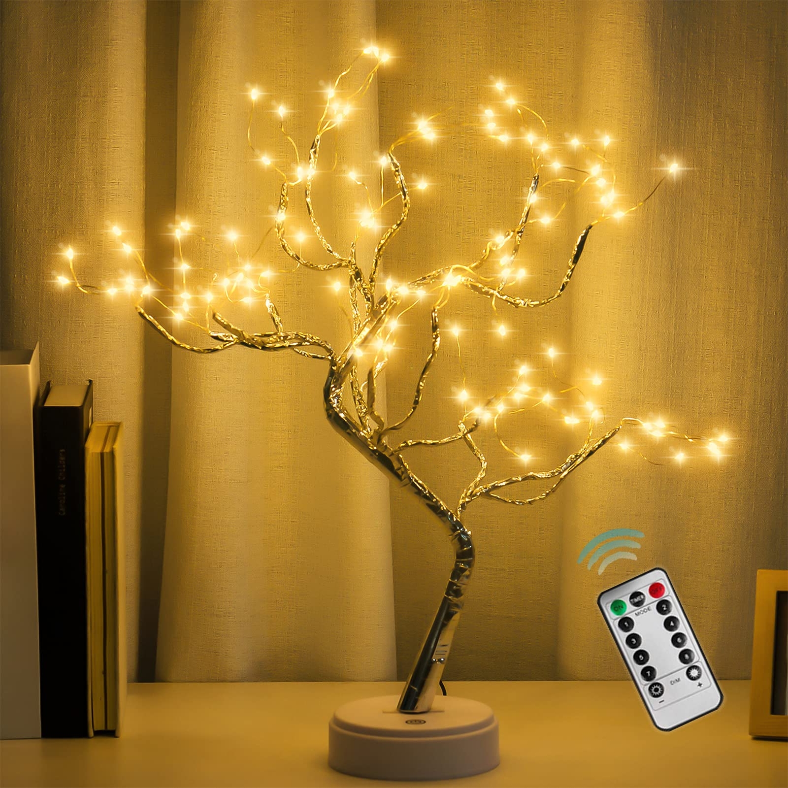 108 LED Sparkly Fairy Tree Lamp, Warm White, Remote Control, USB/Battery, 8 M…