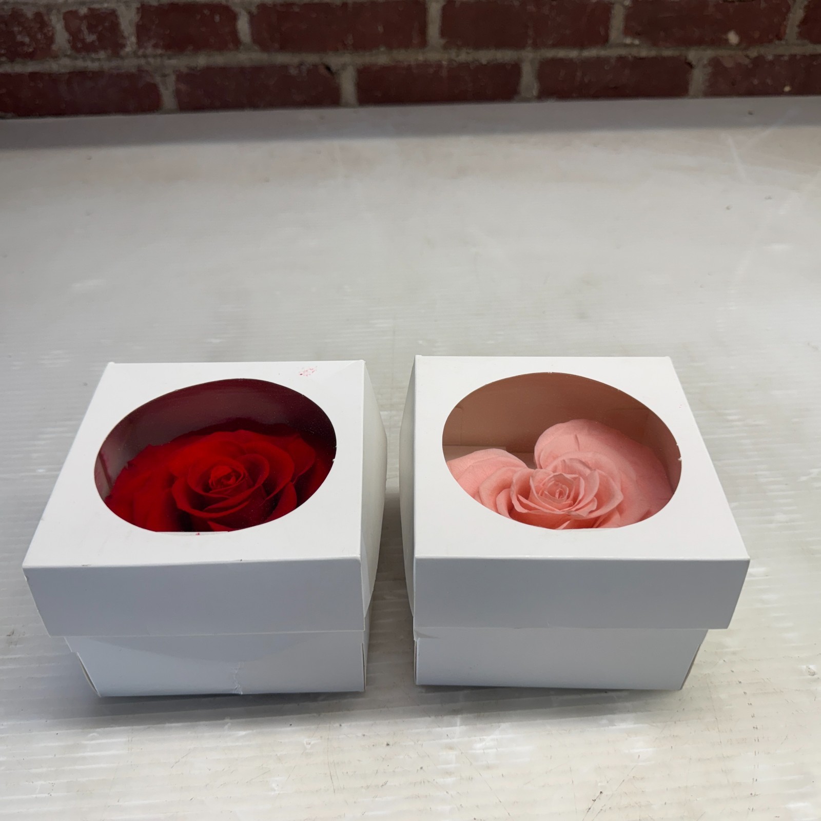 Preserved Rose Gift Box Set Red & Pink Heart Rose Floral Decor 2 Pieces