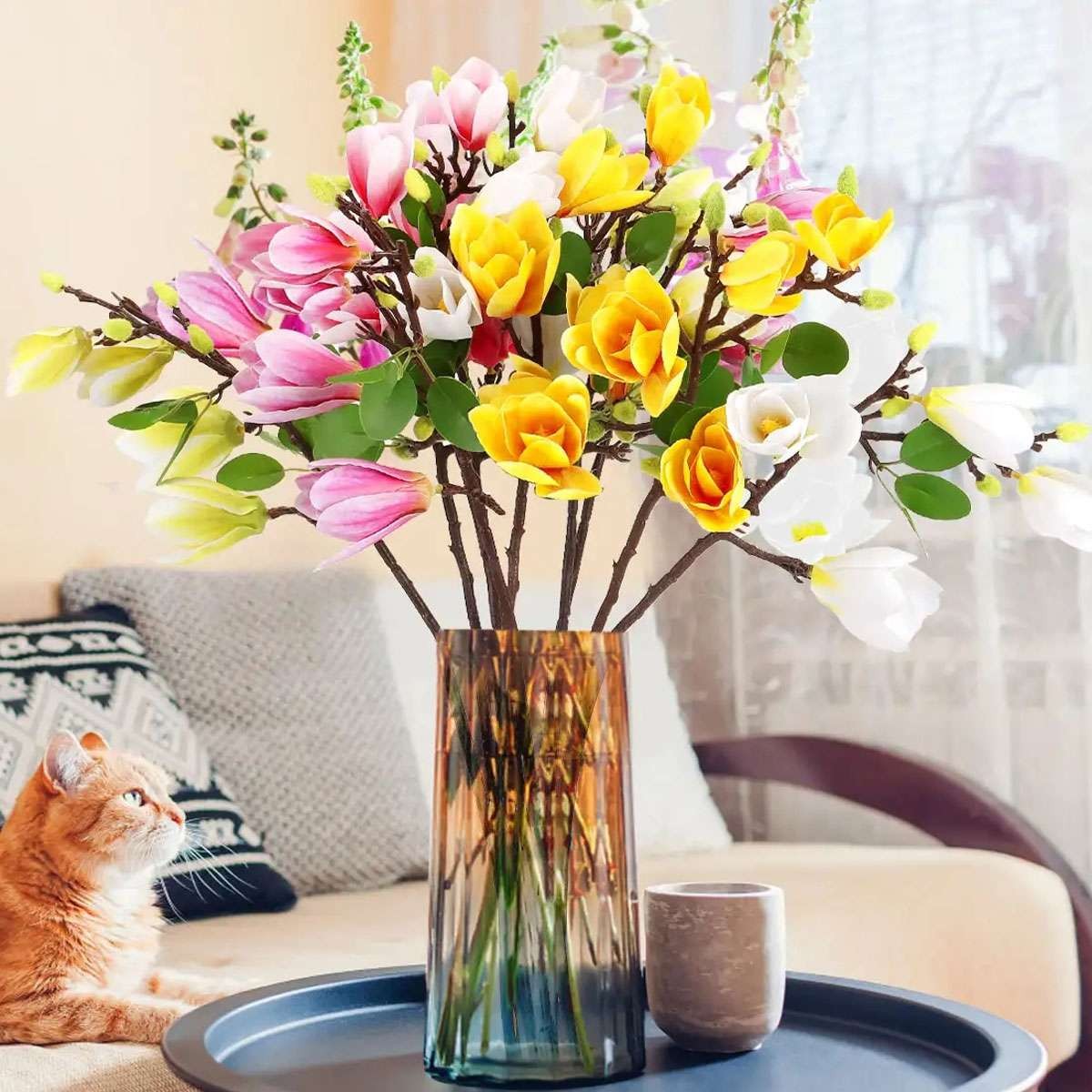 Artificial Magnolia Flowers Simulation Fake Flower Wedding Party Garden Decor