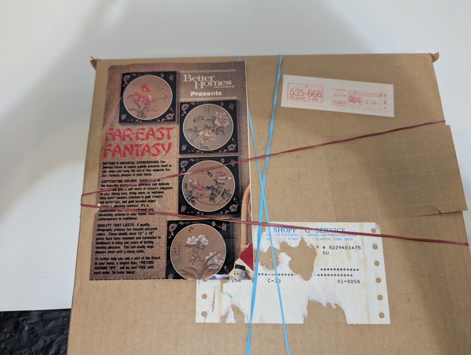 NIB Set of 4 Chinoiserie Asian Cork Wall Art Butterflies & Botanical design