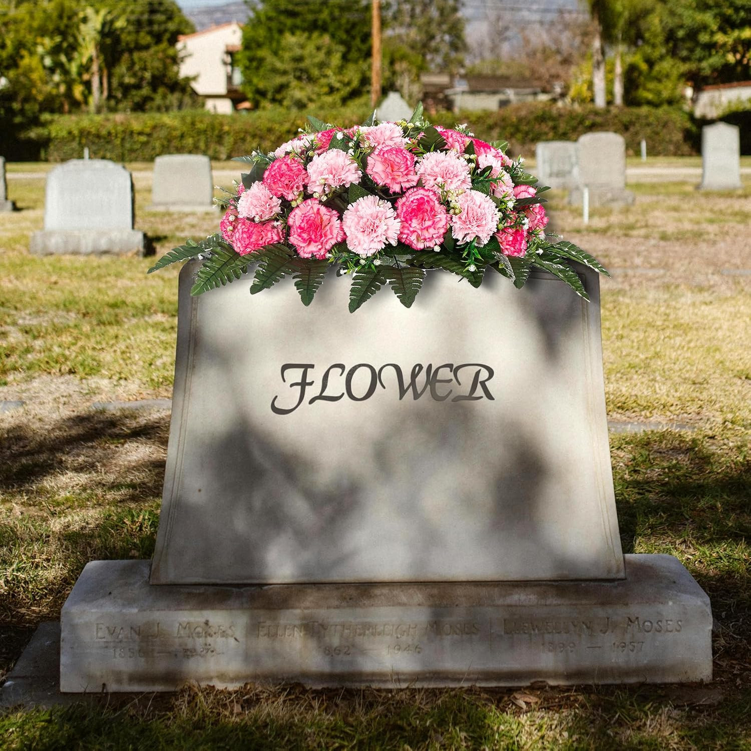 Pink Artificial Sympathy Flowers for Graves – Memorial Decorations Set