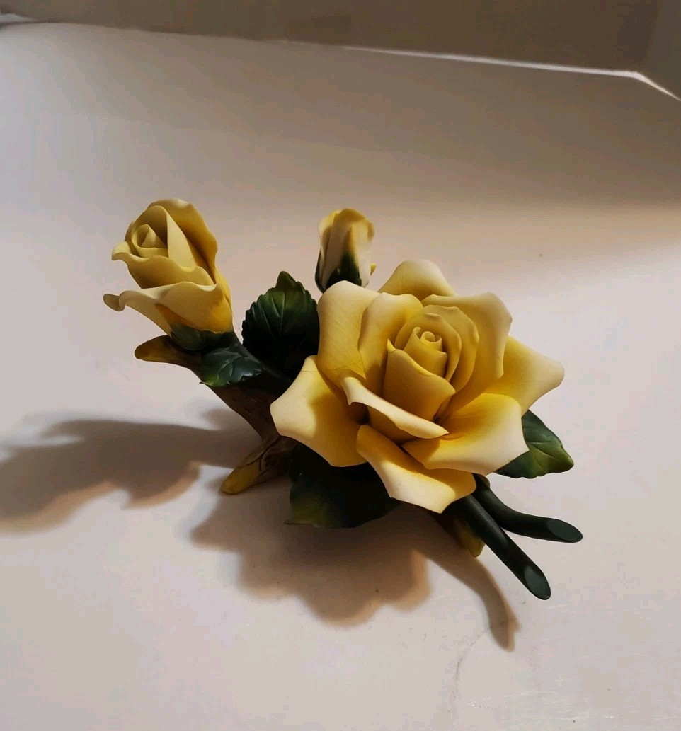 Lefton Yellow Roses On Branches W/ Leaves Rose Pair Flower Decor 13908 Vtg ’99