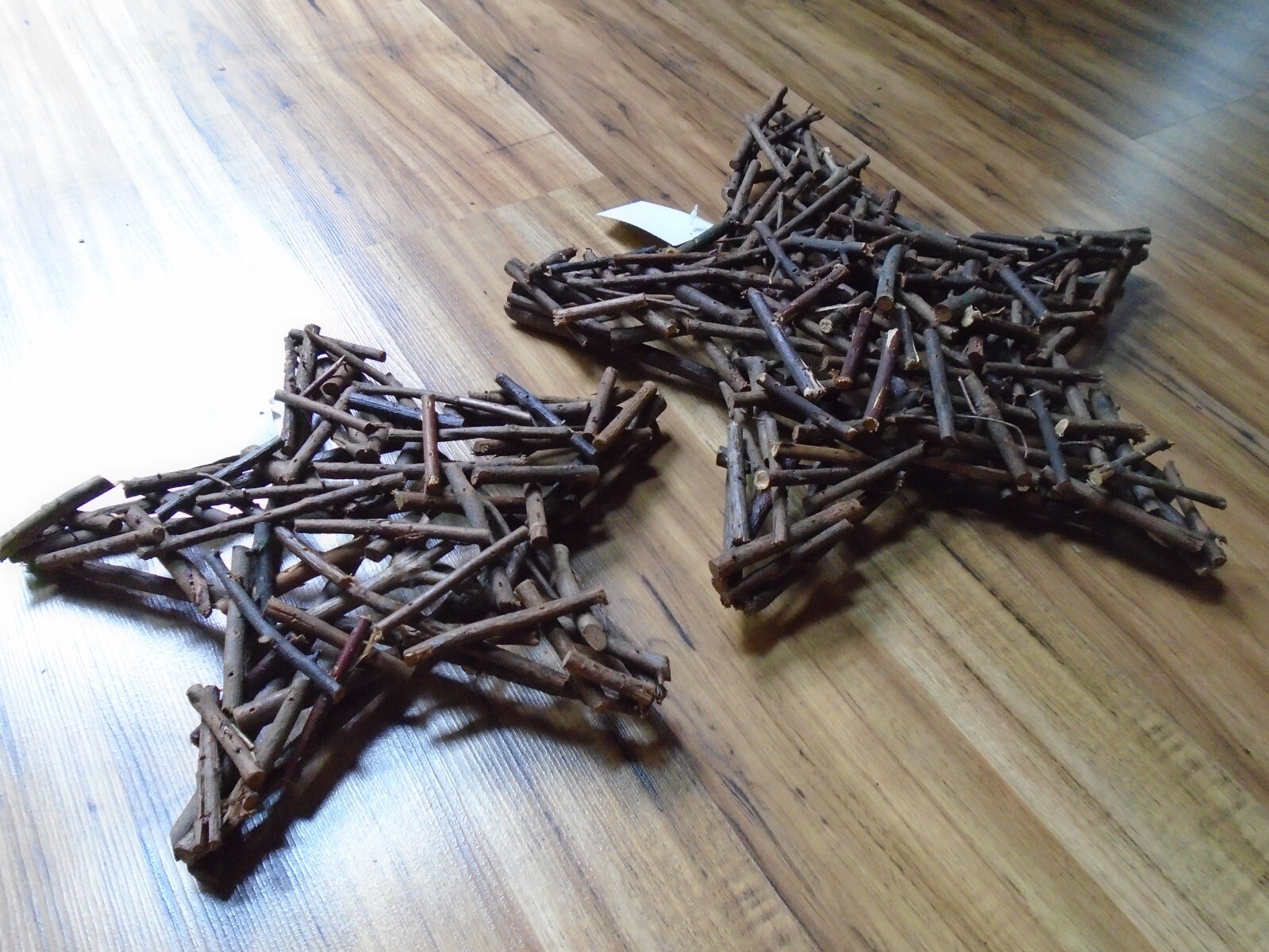 2 Natural Twig 3D Set Of Stars Rustic Home Decor 16″ 12″ Cabin Lodge