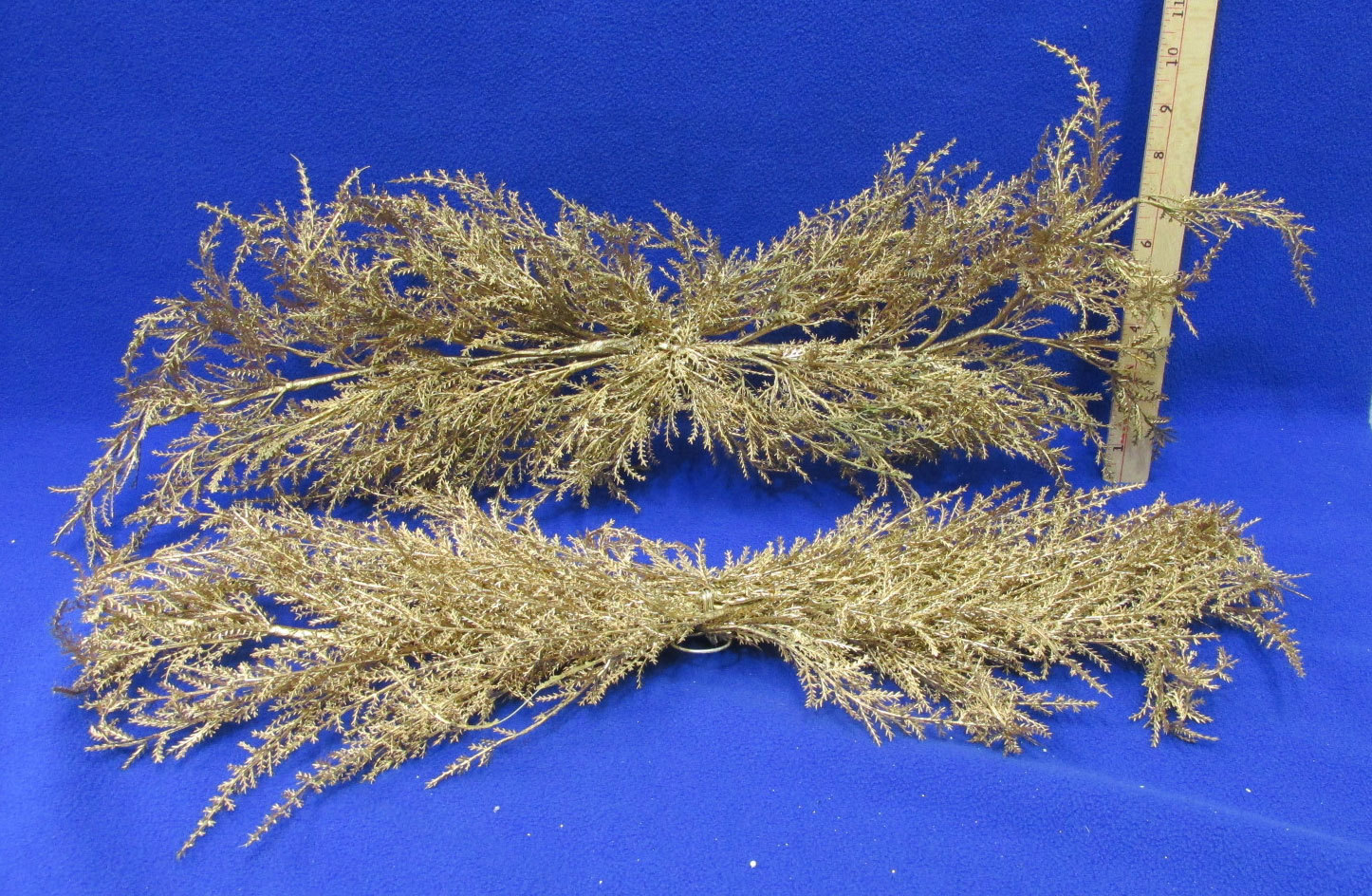 Artficial Floral Decor Swags Solid Gold Ferns & Ivory Green Flower Lot of 3