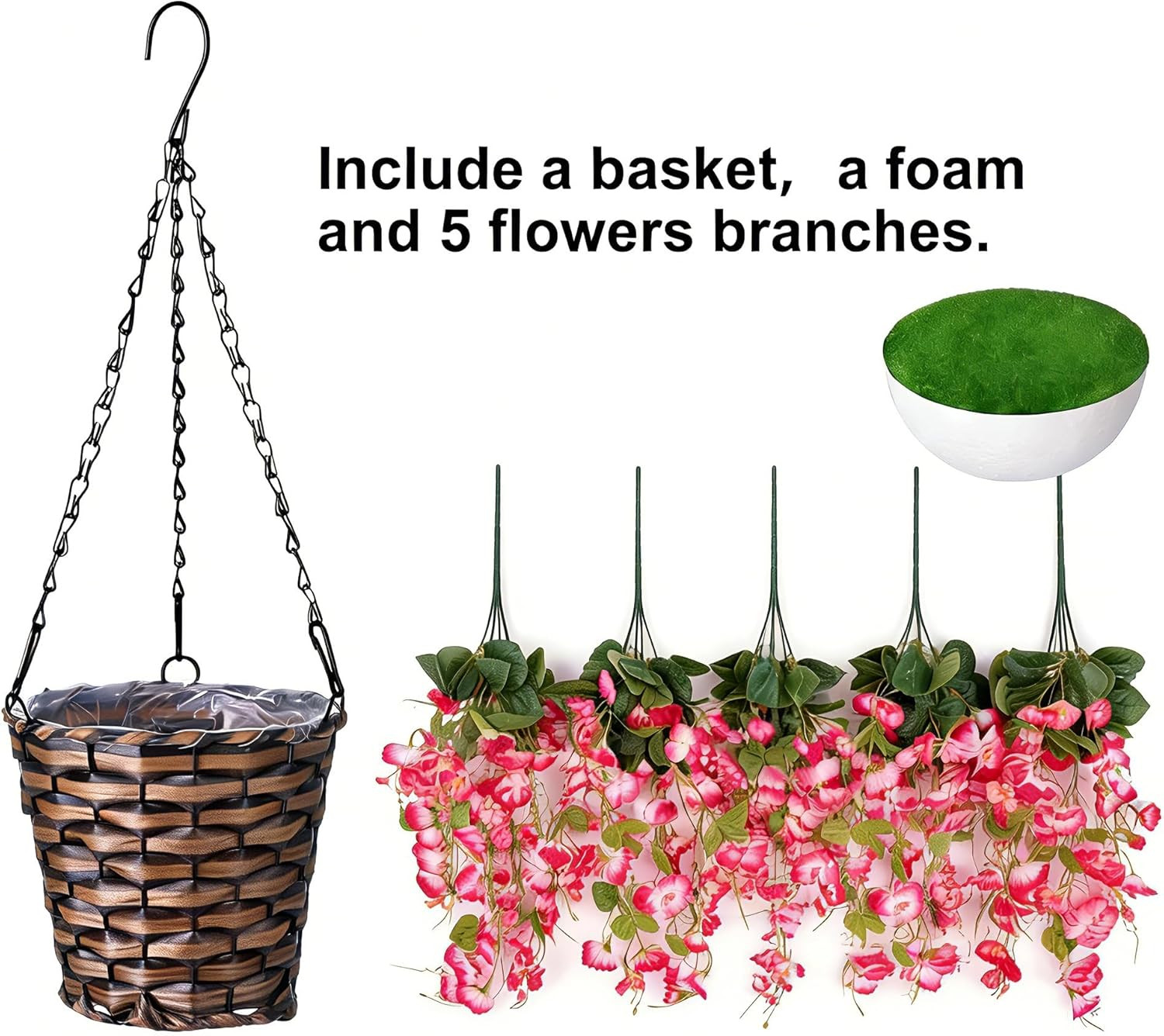 Pink Faux Hanging Hibiscus Flowers for Outdoor Decor – UV Resistant Vines
