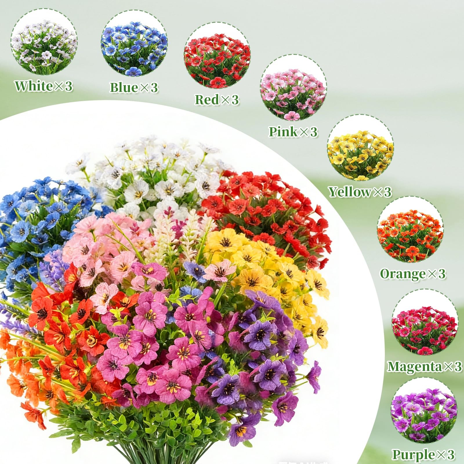 24 Bundles Artificial Flowers for Outdoor Decoration Artificial Plants Plasti…