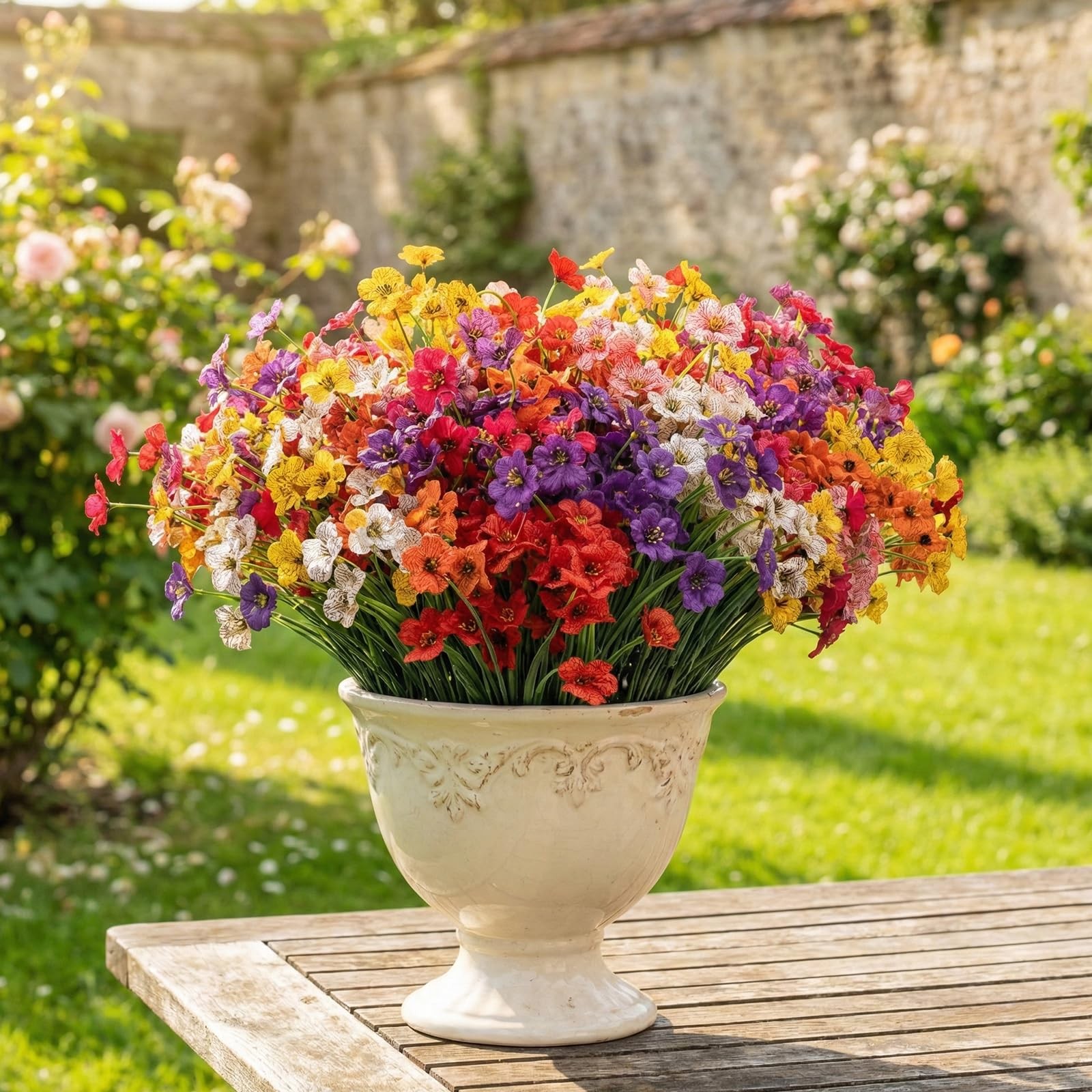 24 Bundles Artificial Flowers for Outdoor Decoration Artificial Plants Plasti…