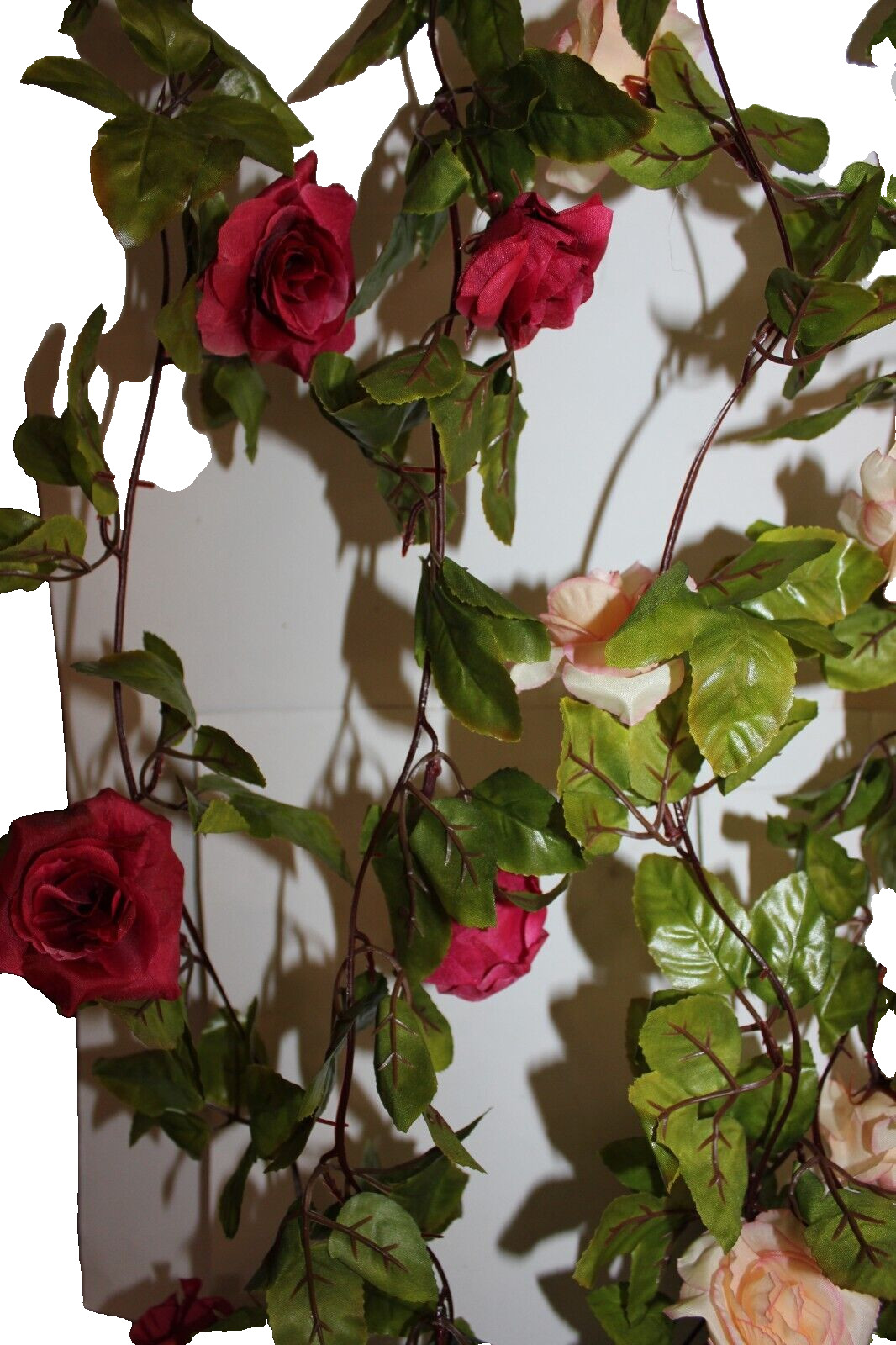 8 Feet Rose Garlands with green leaves, Pastel Colors Wedding Party Decor