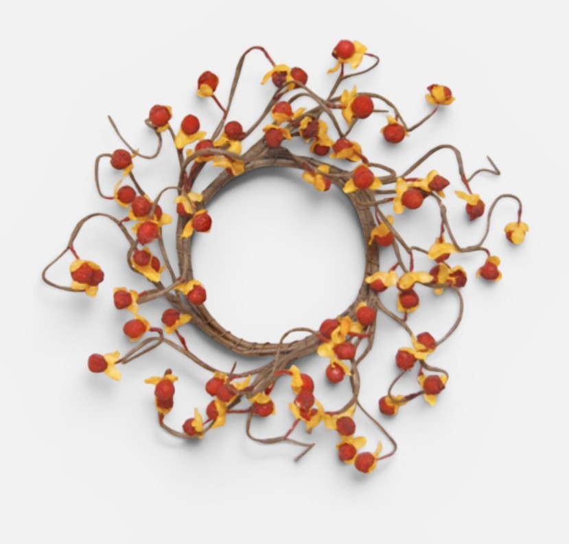 4″ Primitive Country Fall Autumn Bittersweet Candle Ring