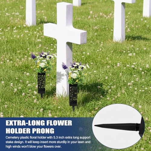 1Inch Cemetery Vases with Stake, Cemetery Artificial Flower Vase Weatherproof 2
