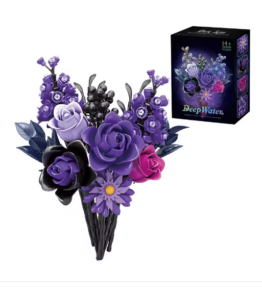 1218PCS Gothic Bouquet Flower Building Blocks Vase Decor DIY Gift