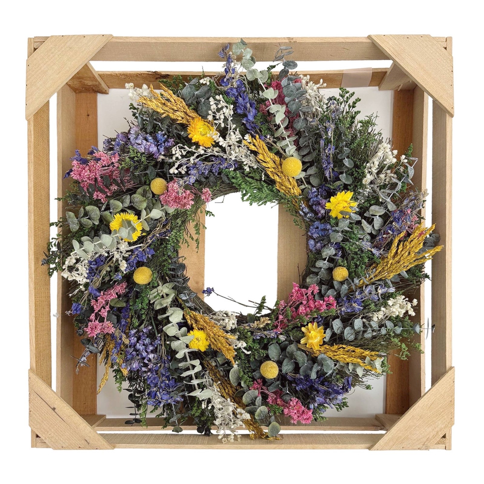 18″ Dried Floral Wreath Lavender Eucalyptus Spring Summer Front Door Decor